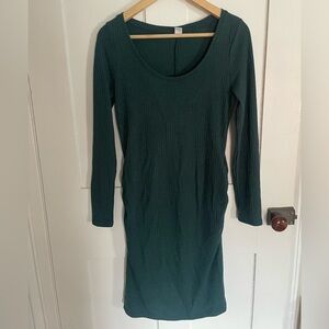 Old Navy Maternity Dark Green Ribbed Long Sleeve Scoop Dress